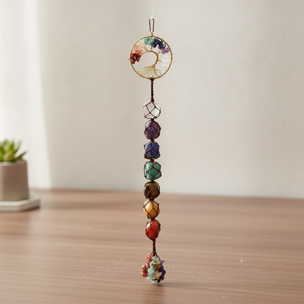 Chakra Stones Hanging Ornament – Unique Tree of Life Home Decor for Blessings