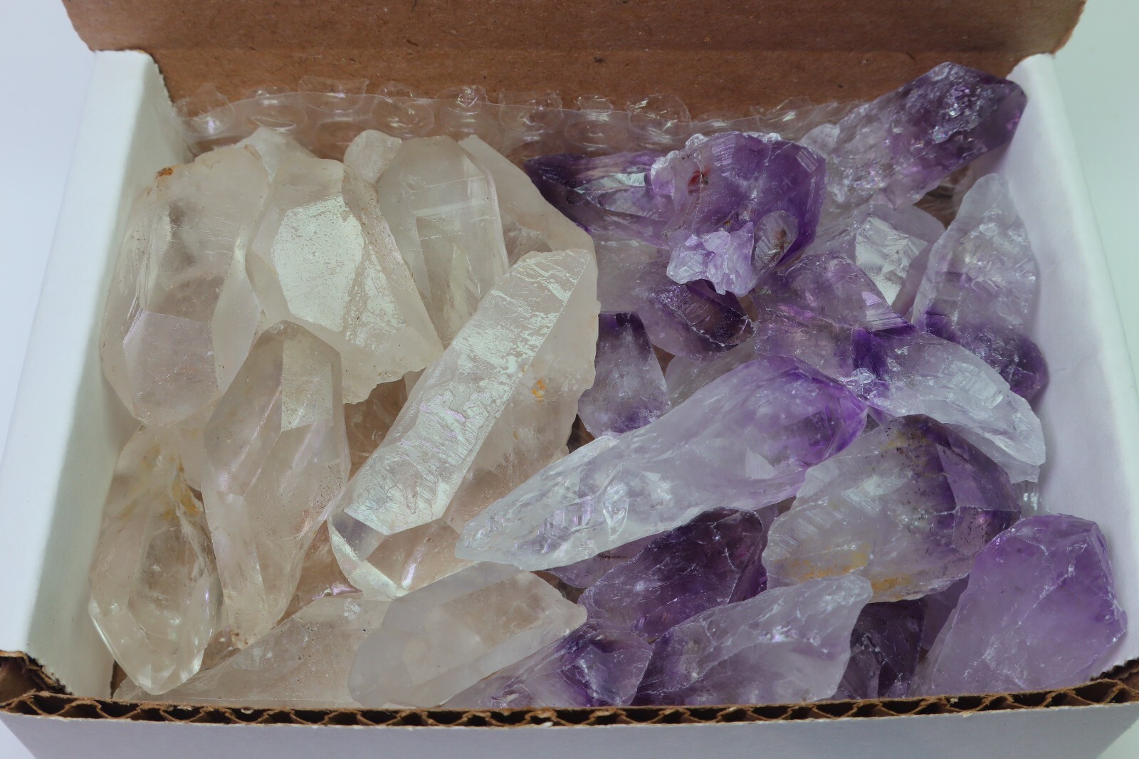 Crystal Points Collection 1/2 LB Amethyst Clear Quartz Points Specimens