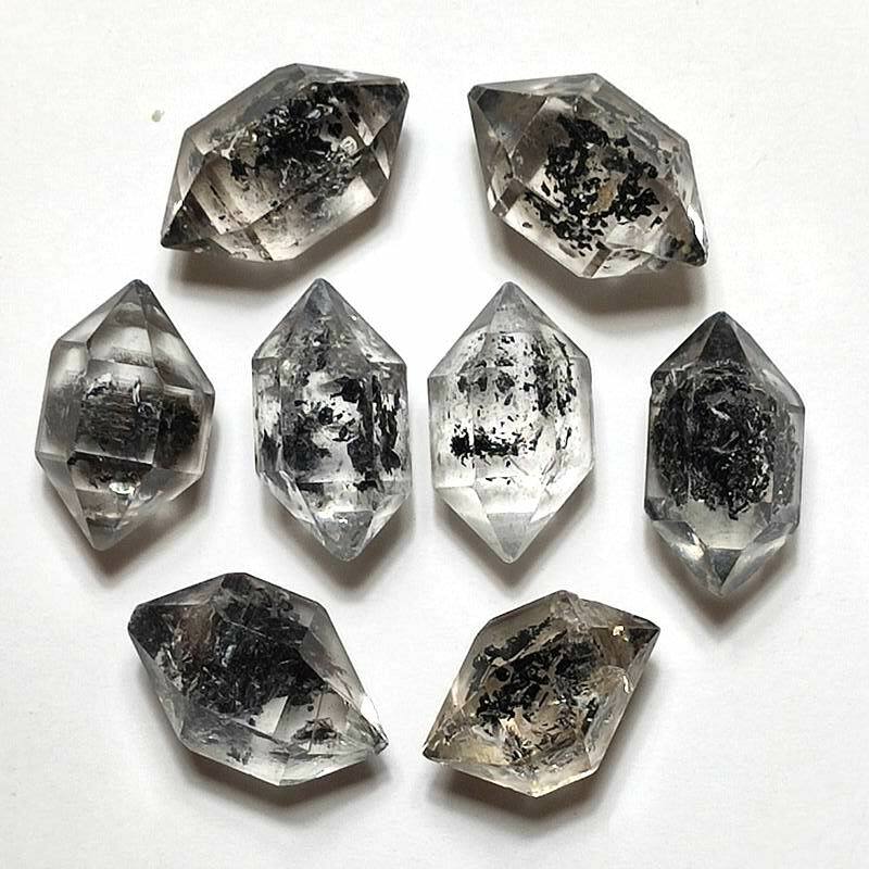 14g/8pcs 16-18mm Black Phantom Top Clear Herkimer Diamond Quartz Crystal 0405