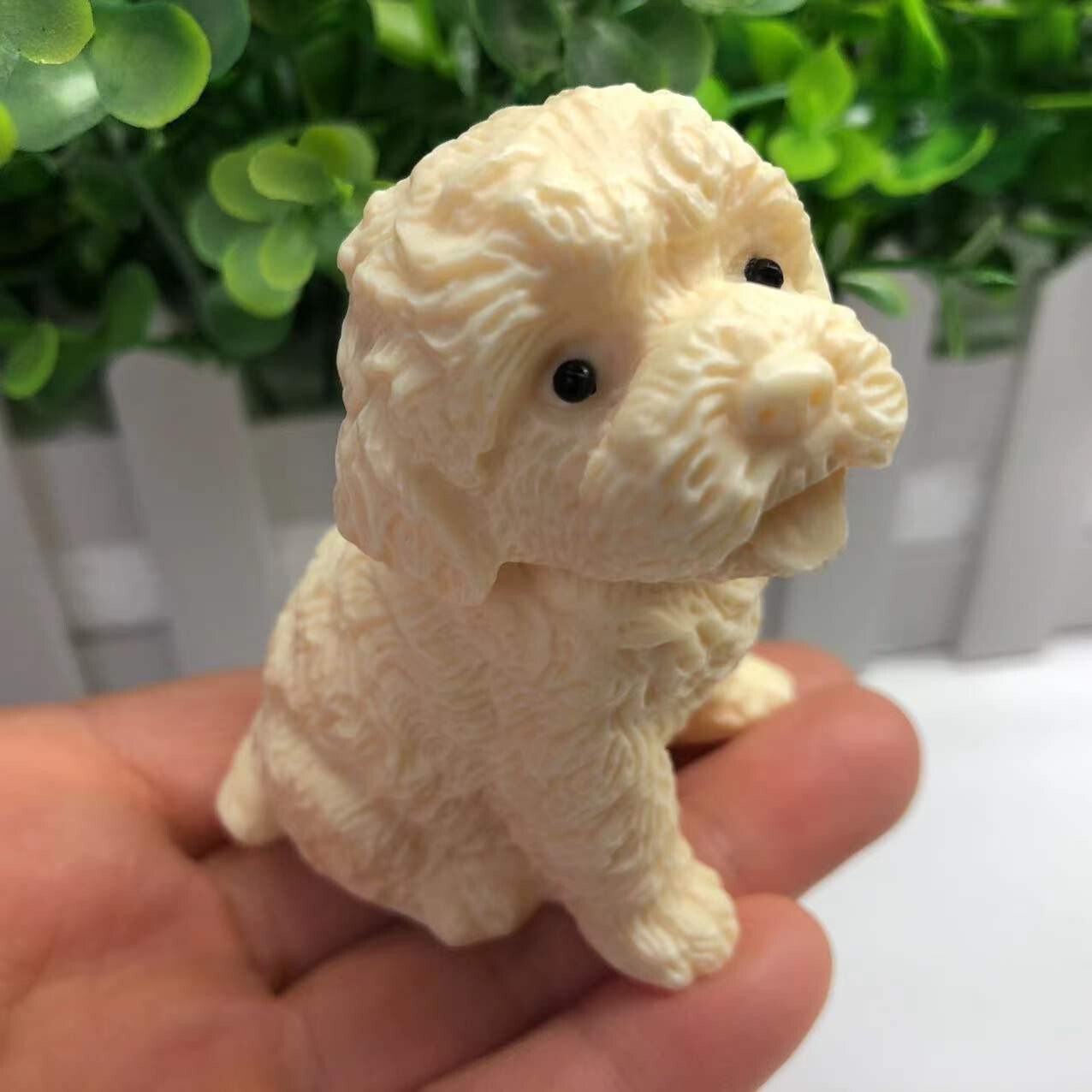 1pcs / Genuine Tagua Nut Carved Dog reiki decoration gift .