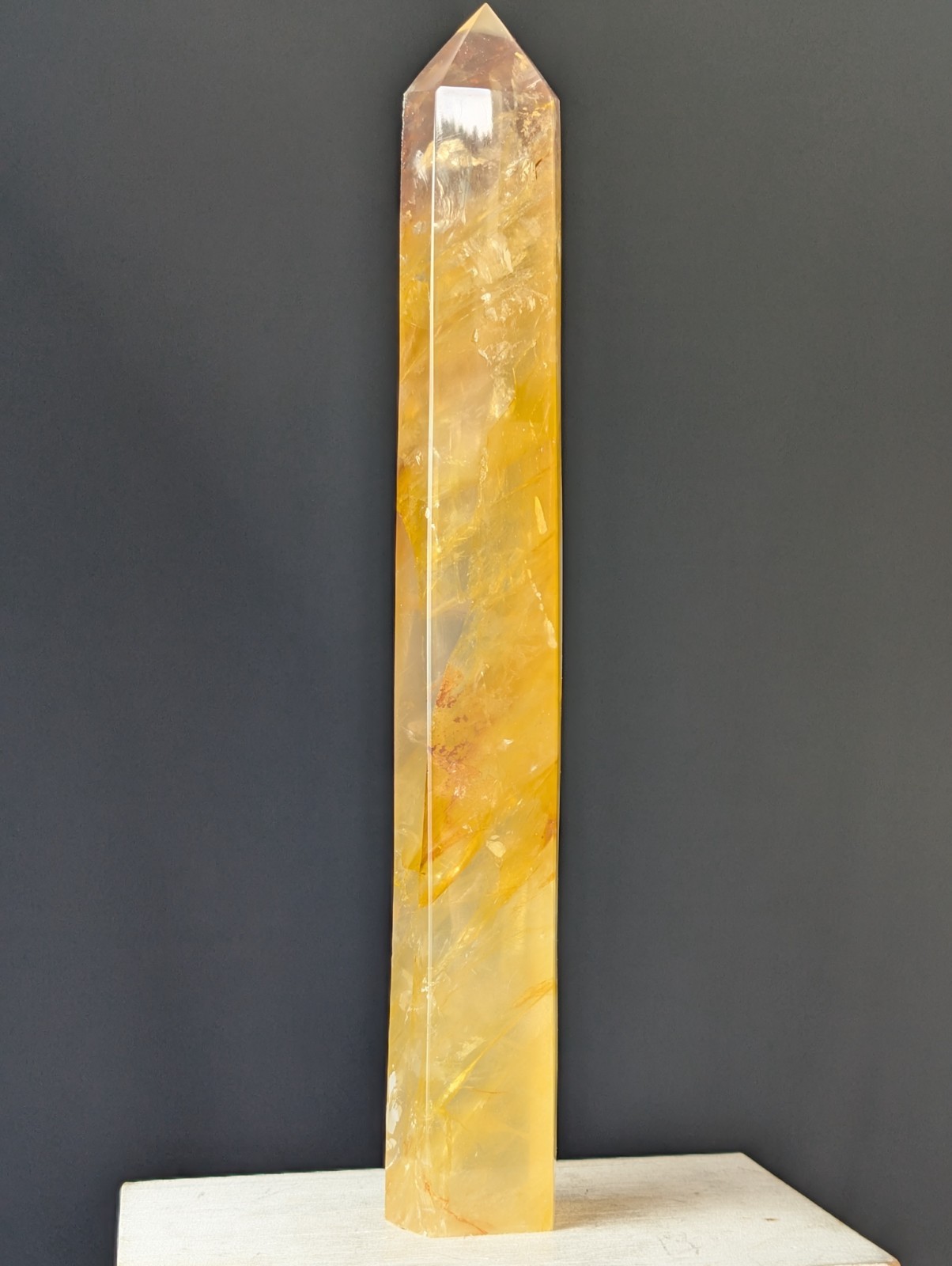 Golden Healer Crystal Tower Point Large Big Gemstone Chakra Reiki