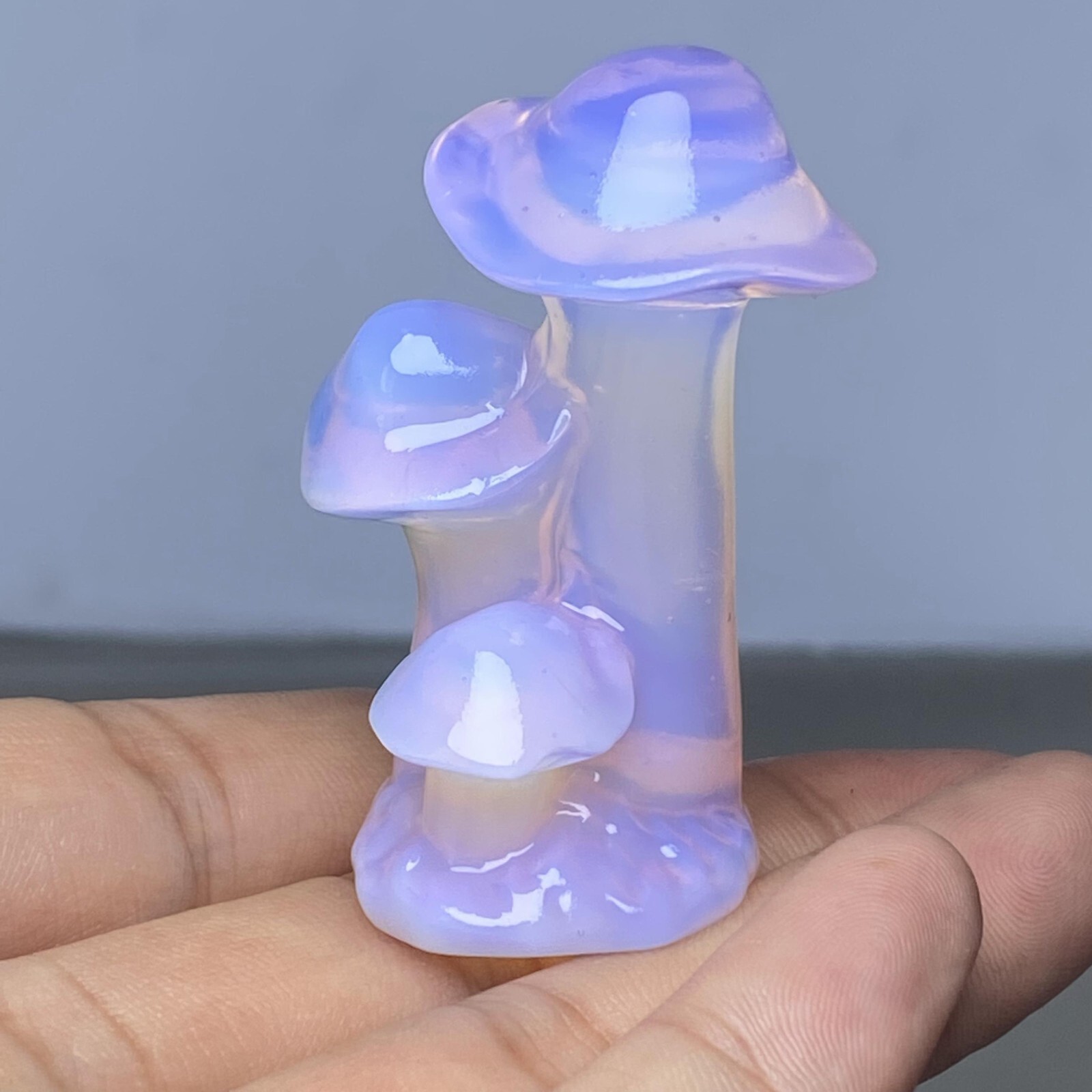 1pc Rose Opalite Mushroom Skull Quartz Skull Carved Figurines Reiki 2″