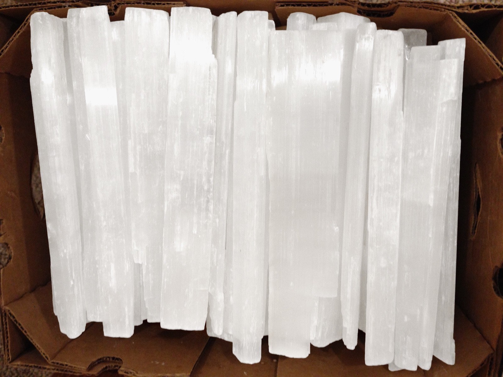 Lb LOT Selenite Logs ” Natural Crystal Wands XL Bars 14″ Sticks BULK Wholesale