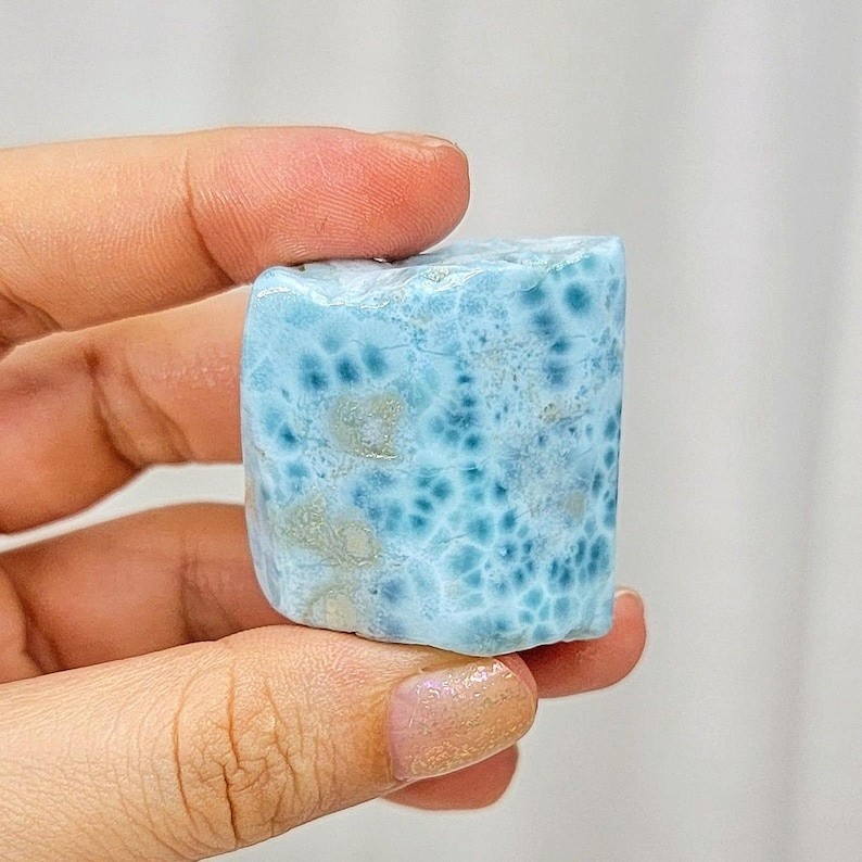 367G LARIMAR STONE LOT (7pc) FREEFORM CRYSTAL FROM DOMINICAN REPUBLIC MINE