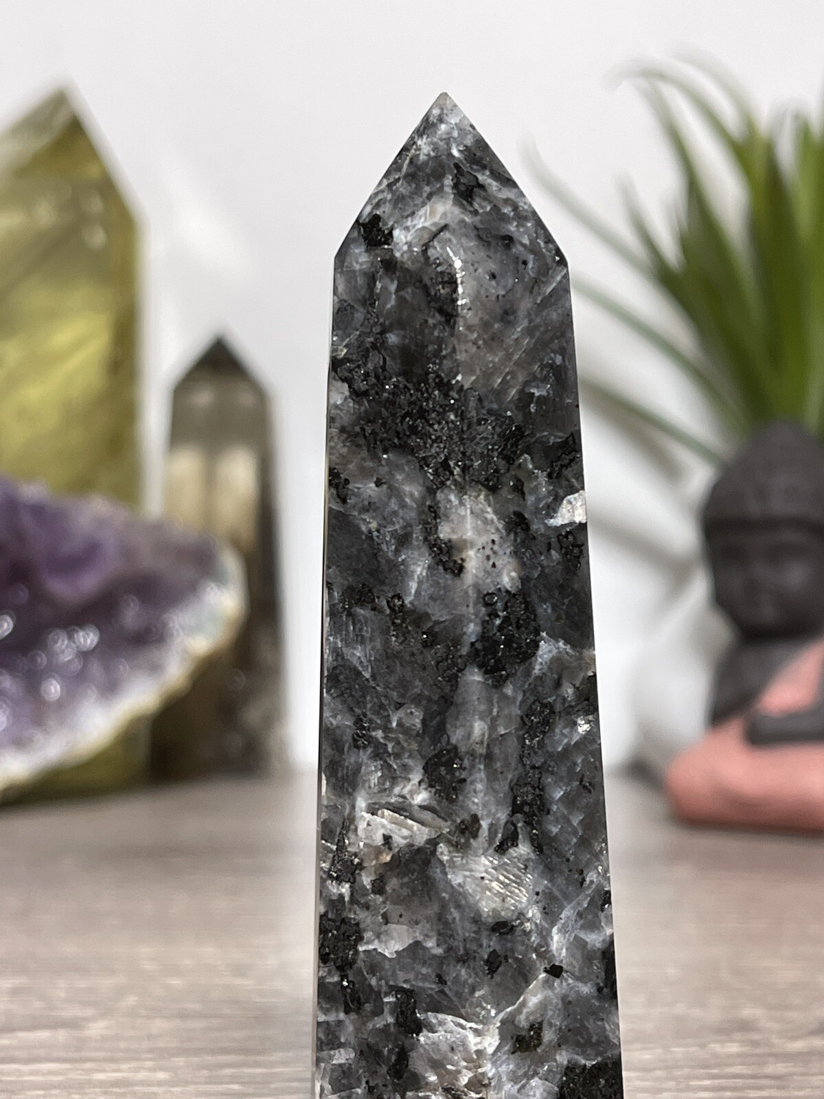 LARVIKITE TOWER – Feldspar Mineral Stone Reiki Chakra Wiccan Magick Yoga Decor