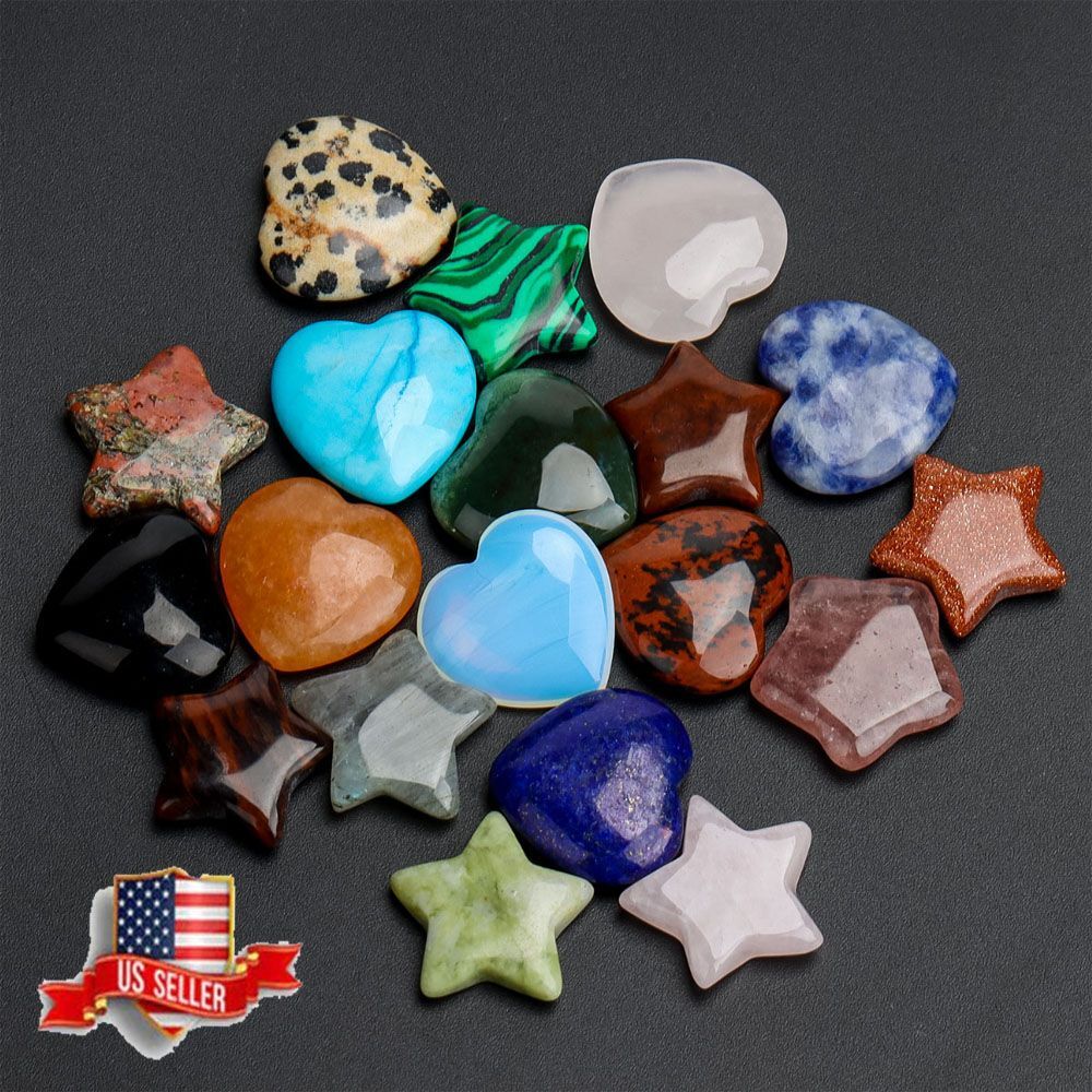 10pc Wholesale natural mini Heart/Star carved quartz crystal reiki healing stone