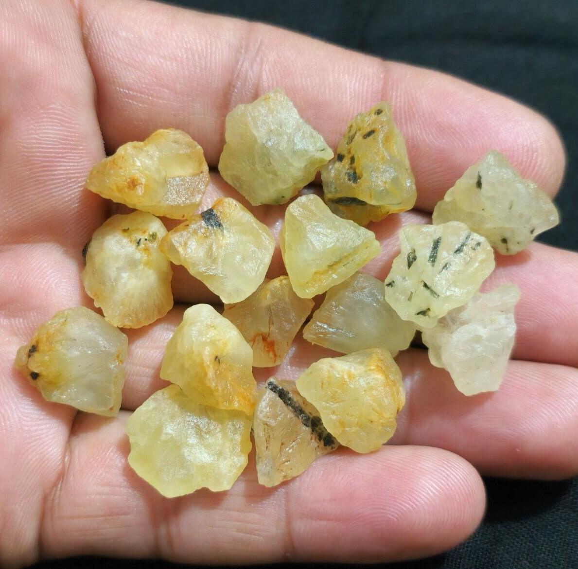 16 Piece Natural Yellow Prehnite Rough : Lot Size 14-16 MM Rough Loose Gemstone