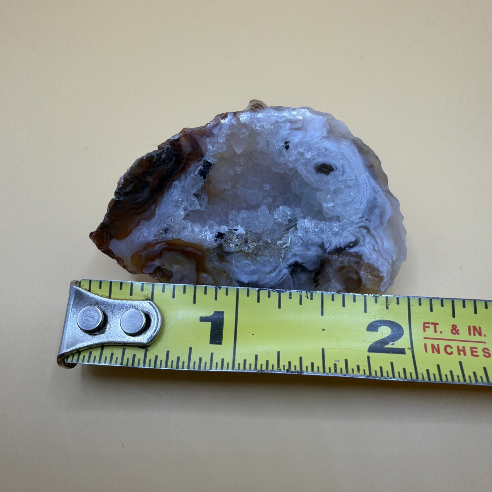 2” x 1.25″ Natural Brown White Agate Slice Geode Polished Crystal Quartz Healing