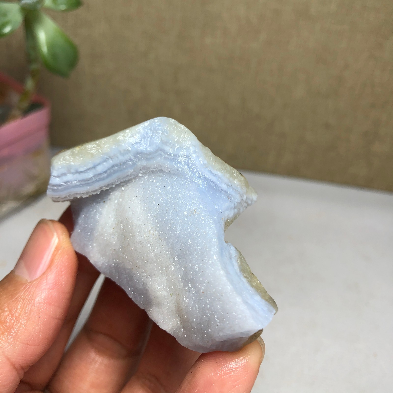 62-31-20mm Natural Blue chalcedony Crystal gemstone Rough Mineral Specimen A2162