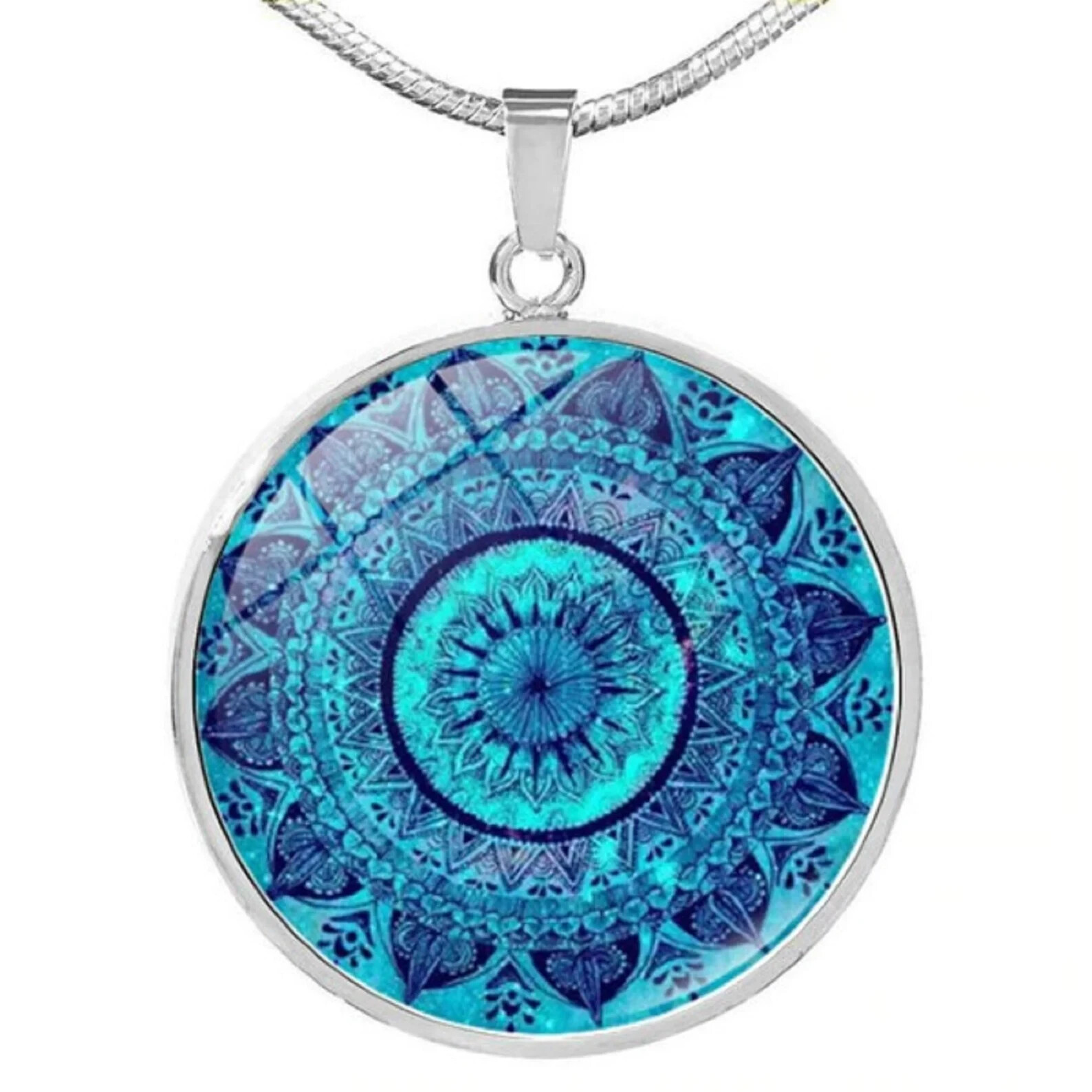 Orgonite Pendant Chakra Healing Stone Necklace, Flower of Life Mandala