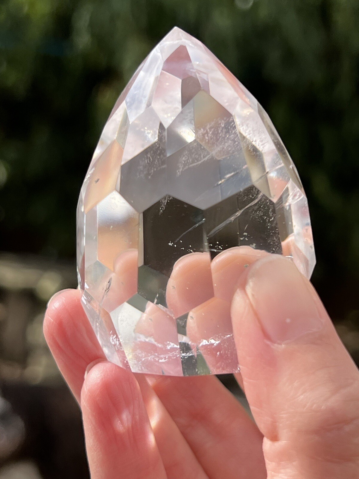 Clear Quartz Hand Faceted Large Crystal Droplet AAA+ Freestanding 13