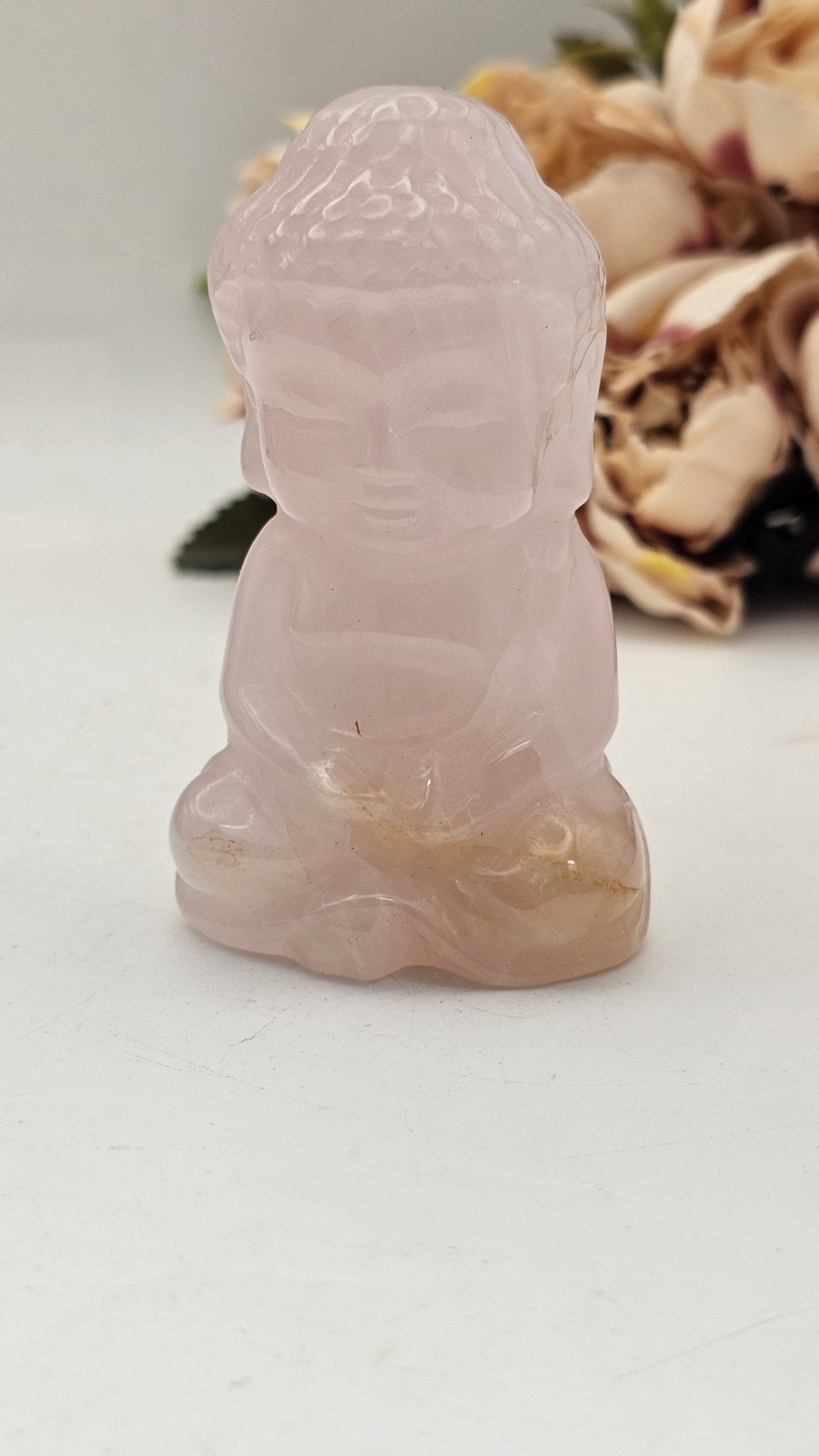 ✨️SALE✨️ Rose Quartz Buddha Carving Crystal Specimen 7.9cm 181g Pink