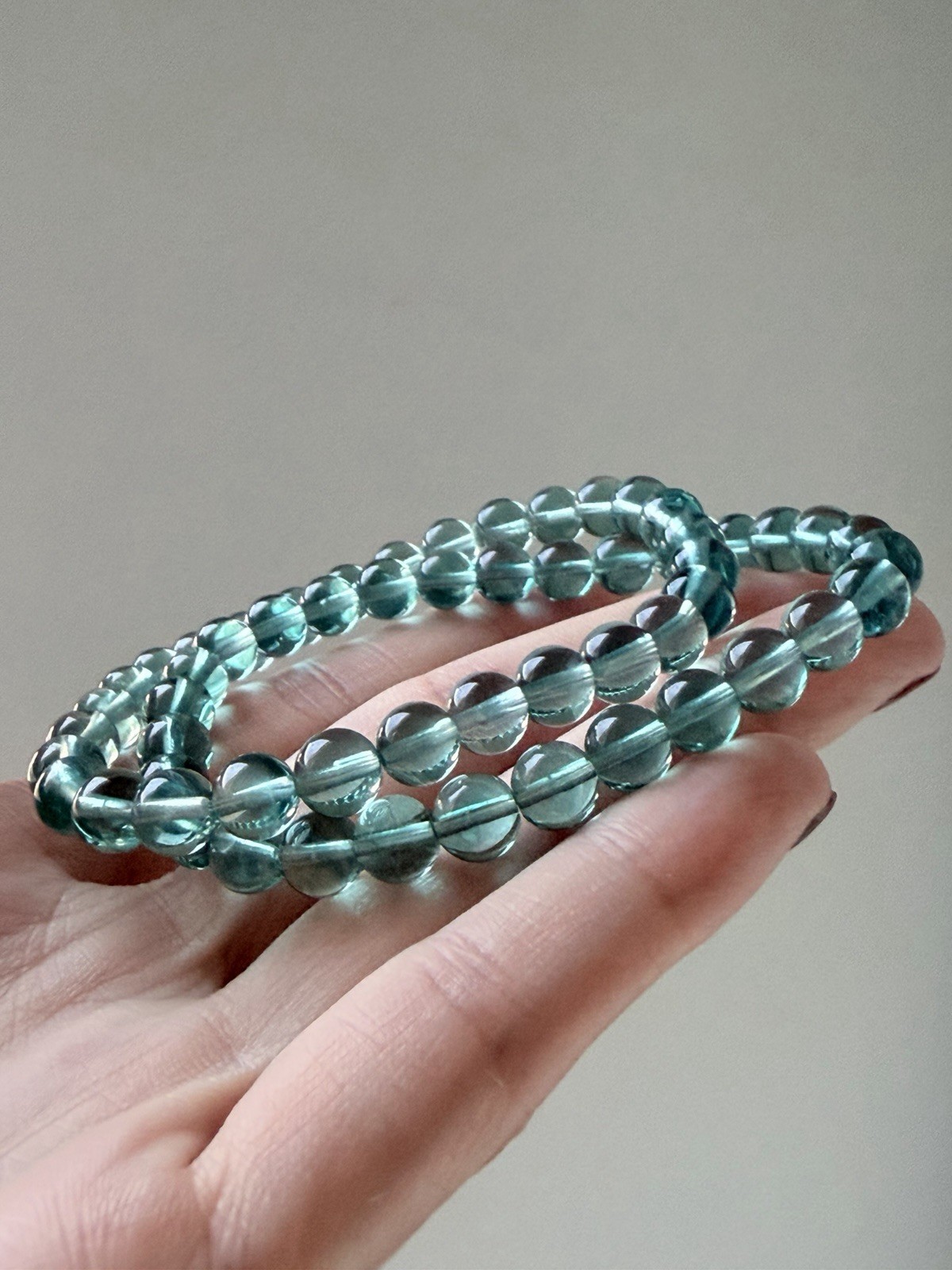 High Quality Natural Transparent Teal Blue Green Fluorite Bracelet