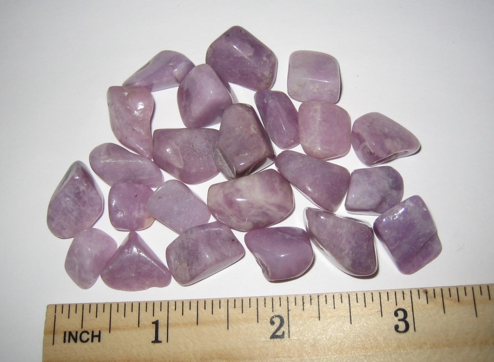 23 TUMBLED POLISHED 0.5-0.65″ GEL LITHIUM SILICA PINK LEPIDOLITE STONES 50.5g *7