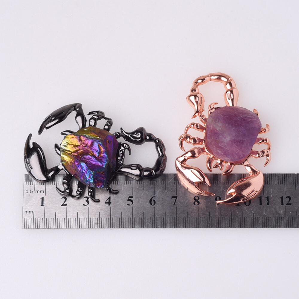Natural Raw Rough Crystal Quartz Stone Alloy Scorpion Ornaments DIY Skull Crafts