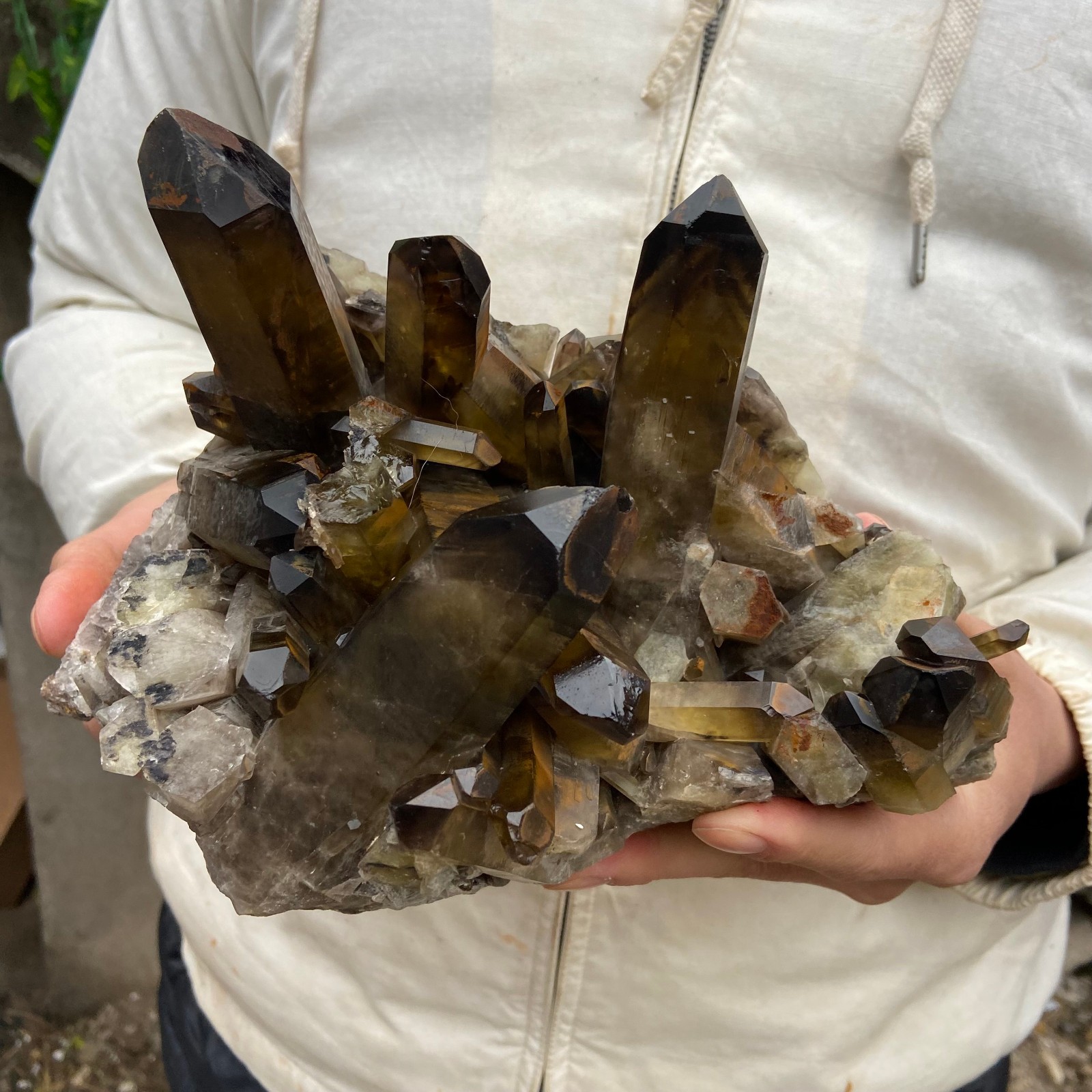 7.3lb Large Natural Smoky Black Quartz Crystal Cluster Raw Mineral Specimen