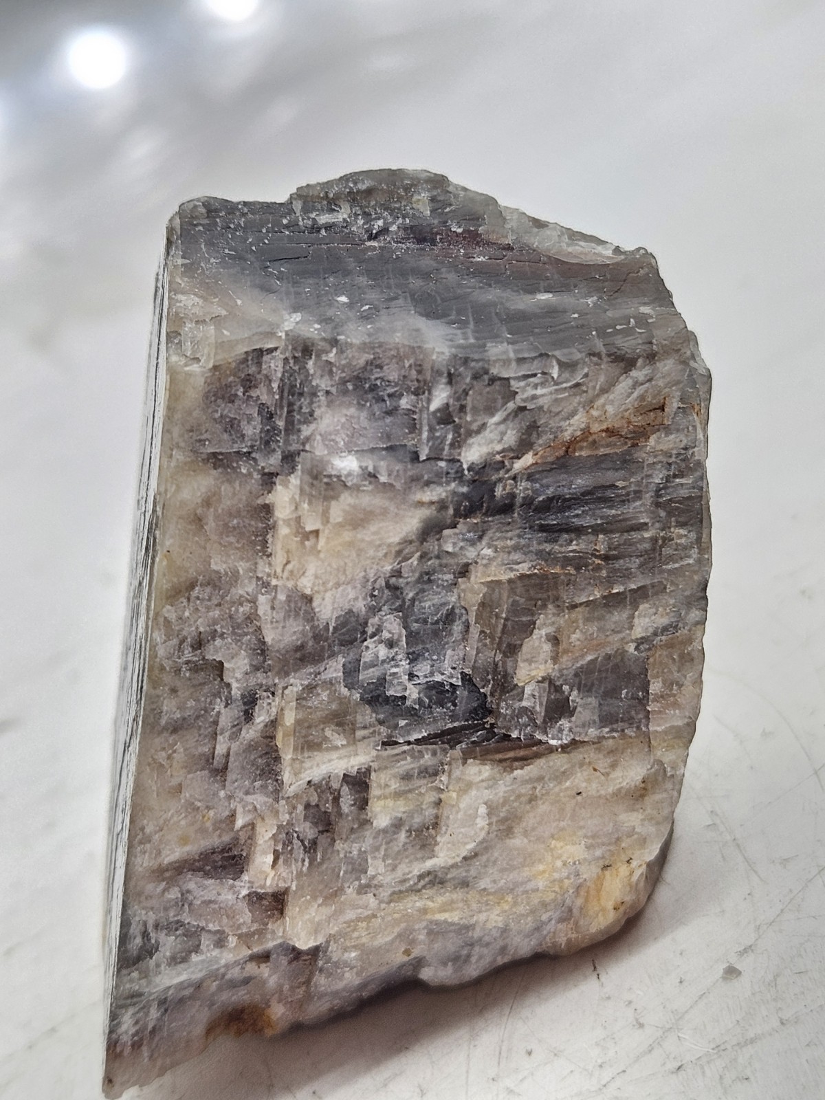Natural Rough Black Moonstone Specimen – Raw Healing Crystal with Silver Flash