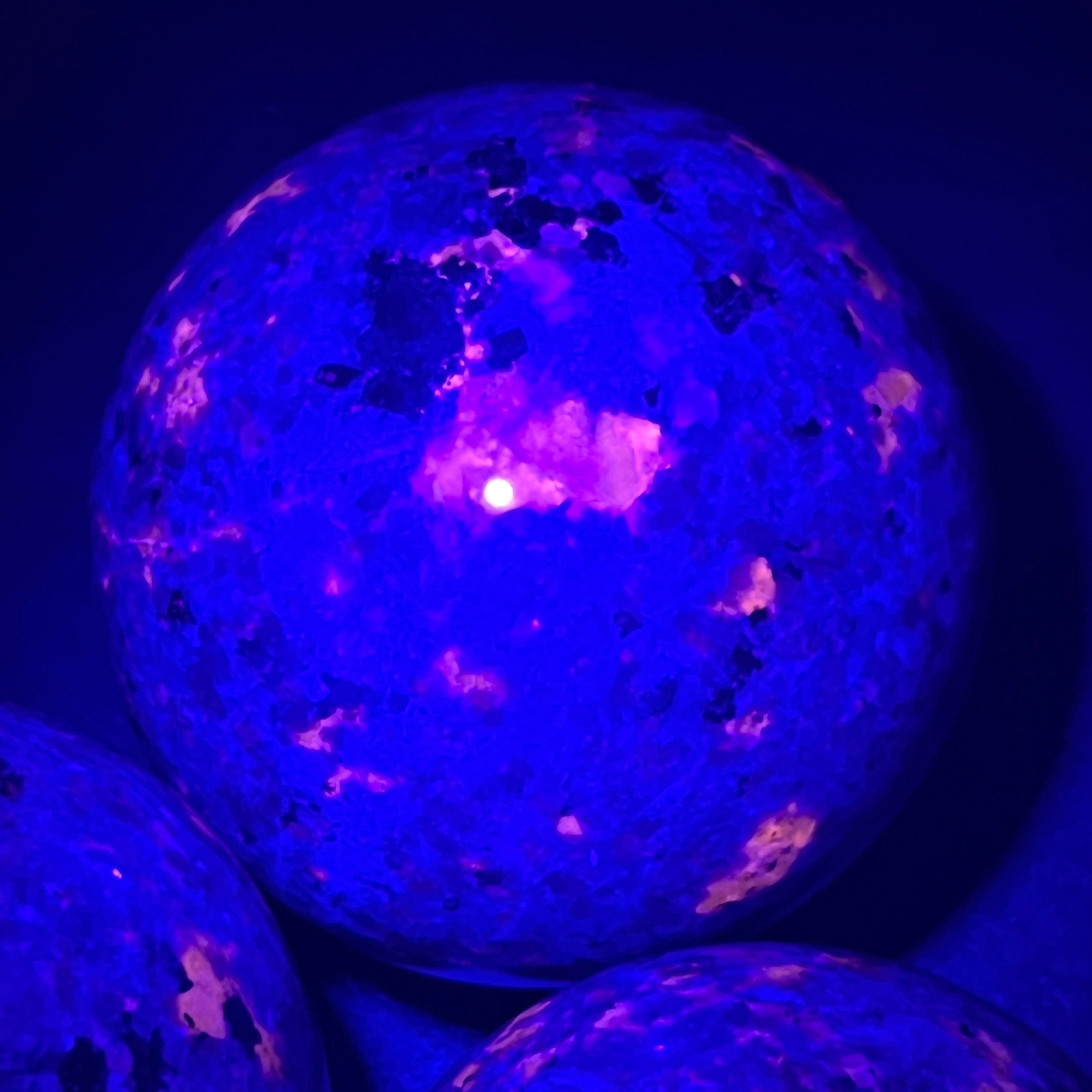 Large Syenite Polished Spheres (UV Reactive) Wholesale Gemstone Decor Supply