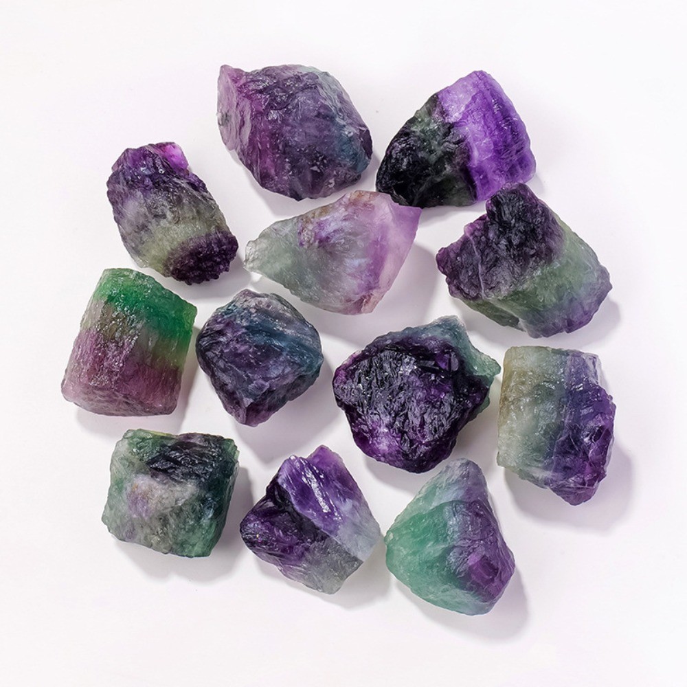 Natural Rainbow Fluorite Raw Stone Crystal Specimen Healing Meditation Decor300g