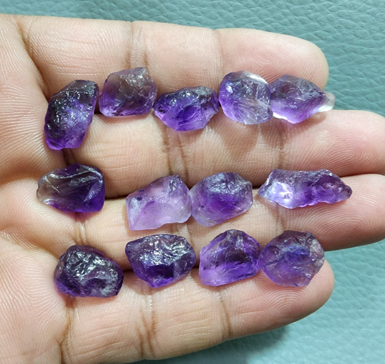 13 Piece Natural Purple Amethyst Rough Crystal Raw Size 12-16 MM Jewelry Stones