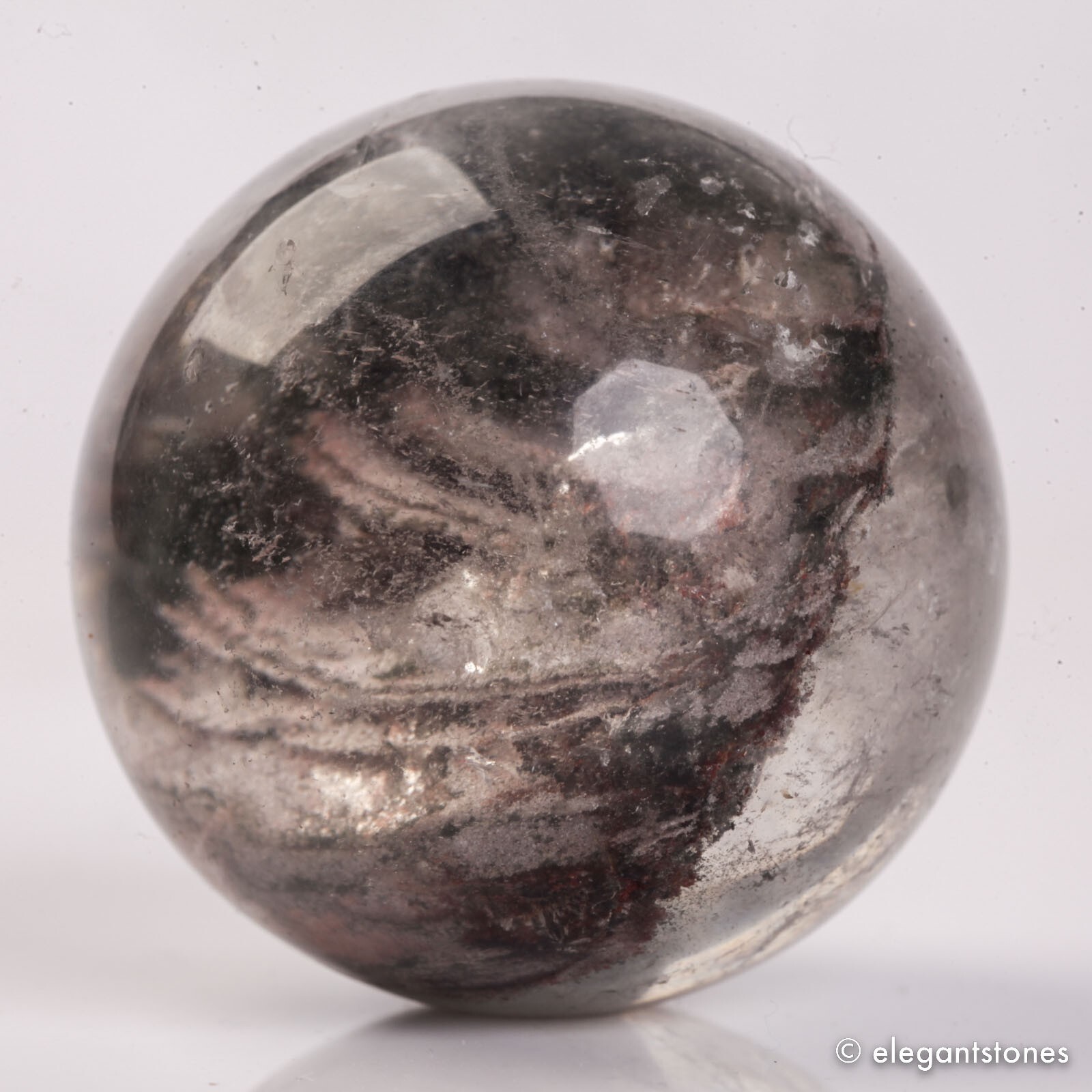 56g34mm Natural Garden/Phantom/Ghost/Lodolite Quartz Crystal Sphere Healing Ball
