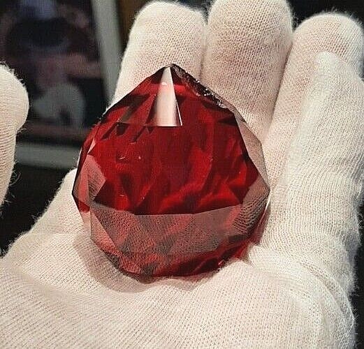 Hanging Crystal Balls Faceted Sphere 47mm RubyRed 10pcs Set Fung Shui Decolation