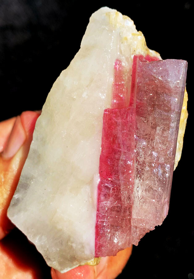 126g Natural Watermelon Color Tourmaline Crystal Ice Transparent Specimen ip1586