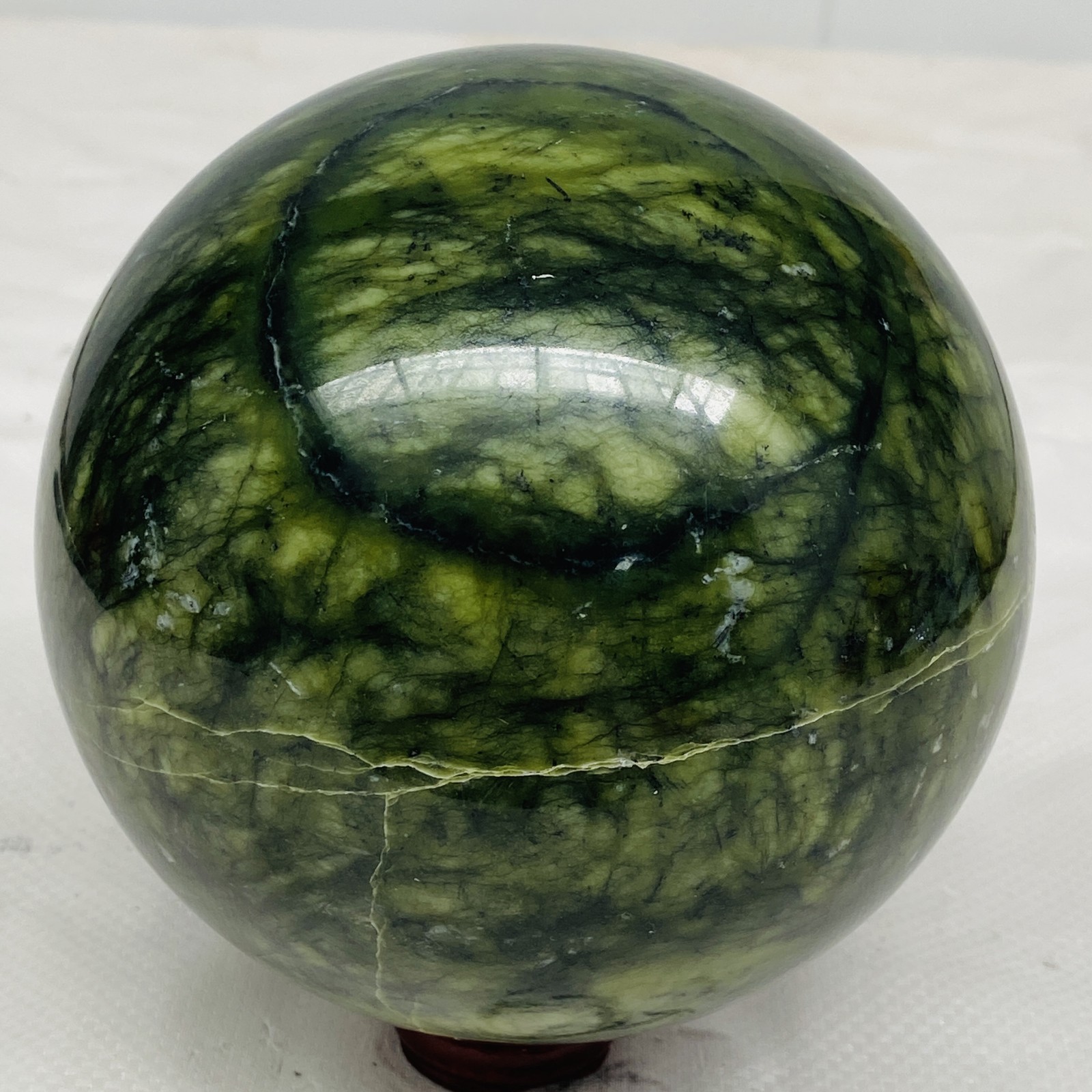 Natural Southern Jade Sphere Green Serpentine Crystal Ball Healing 2840g 6.26LB