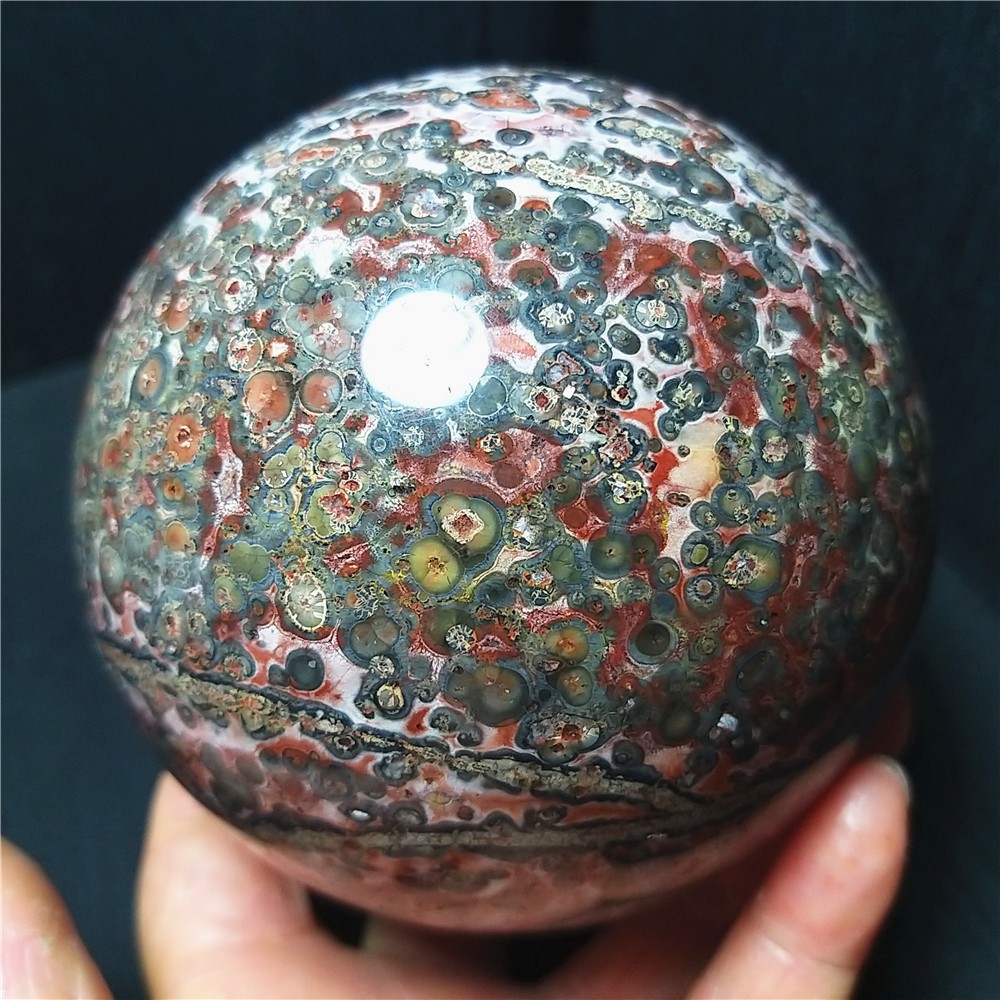 RARE 1186G Natural Polished Colorful Agate Crystal Ball Healing Madagascar A4897