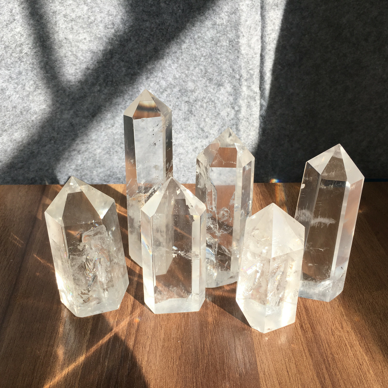 6PCS Natural clear quartz obelisk crystal wand point healing random 45-85mm