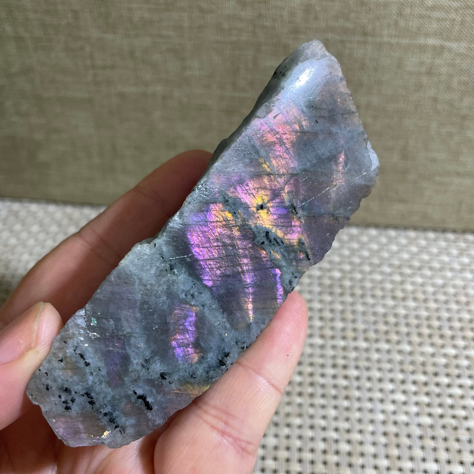 Rare Flashy Labradorite Slab Rough Gemstone Raw Labradorite Rough 123g