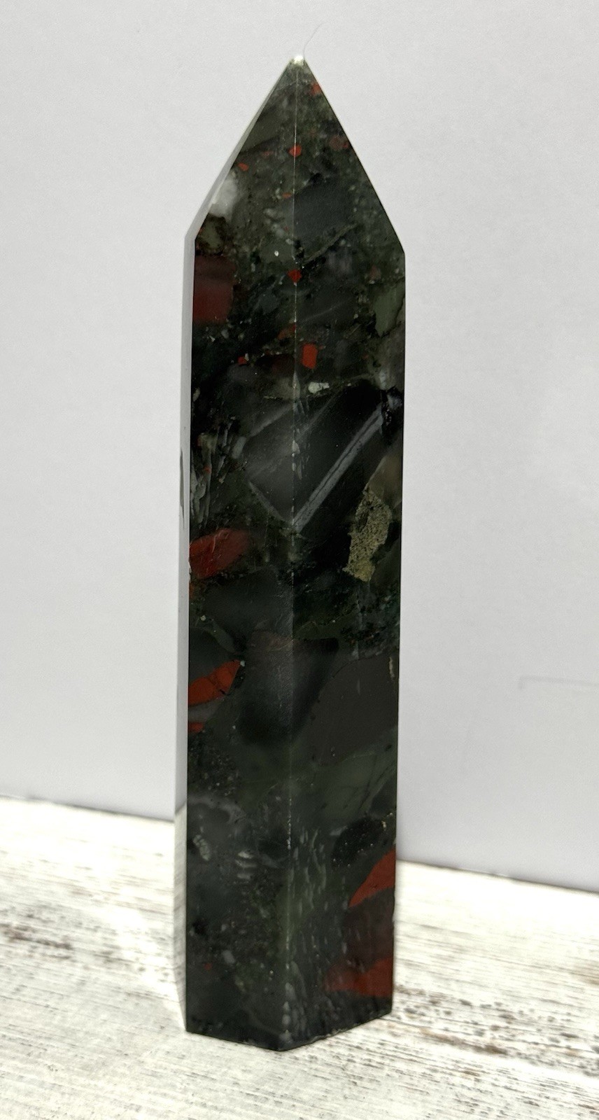 African Bloodstone Tower 5.5” Natural Stone Carving