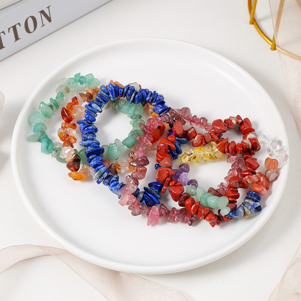 1pc Crystal Gemstone Chips Beads Stretchy Bracelet Reiki Chakra Fashion Jewelry