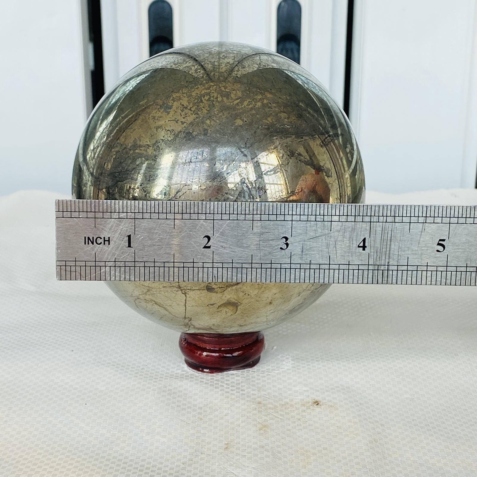 Natural Chalcopyrite Quartz Crystal Ball Energy Reiki Healing 3040G