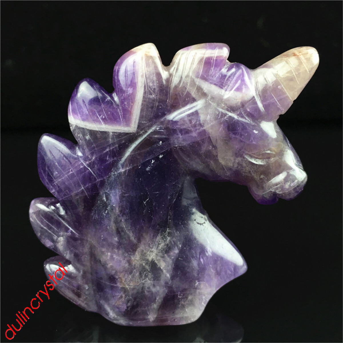 2” Natural amethyst Unicorn skull carved quartz crystal reiki healing 1pc