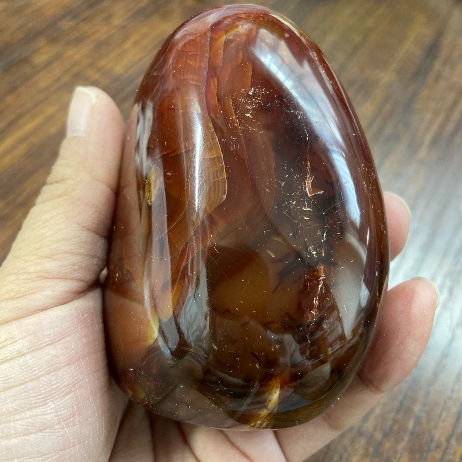 83mm388g Beautiful Red AGATE Carnelian Yellow Spots Crystal Display Stand MGY143