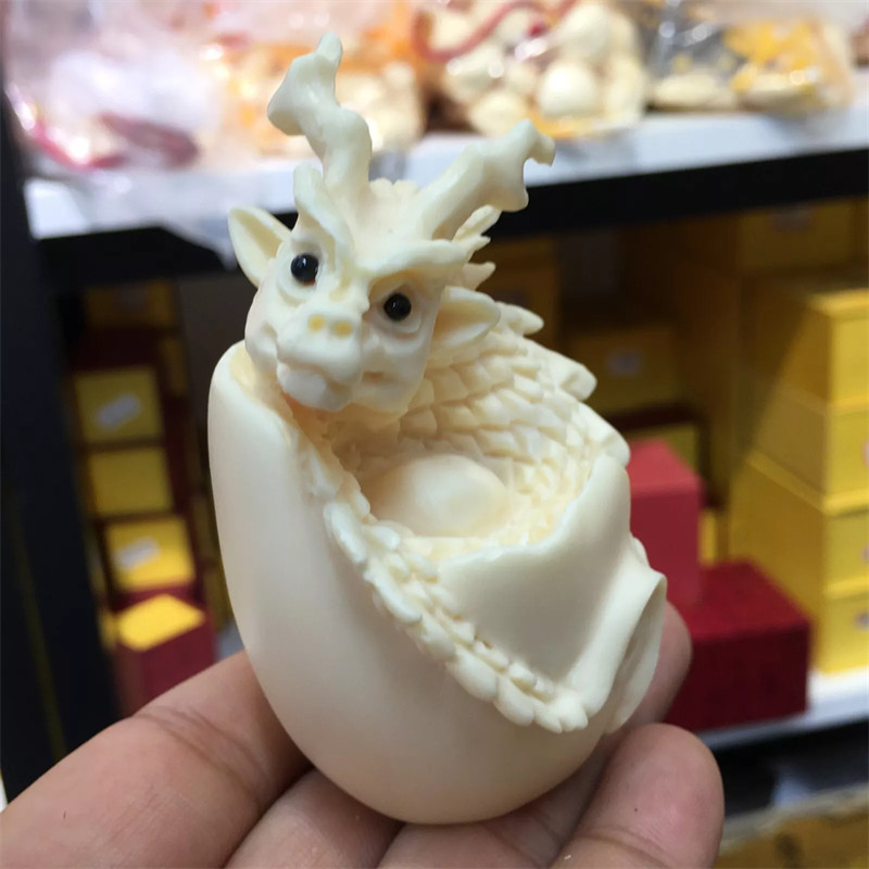 3” Natural Genuine Tagua Nut Hand Carved Dragon’s egg gift reiki healing 1pc