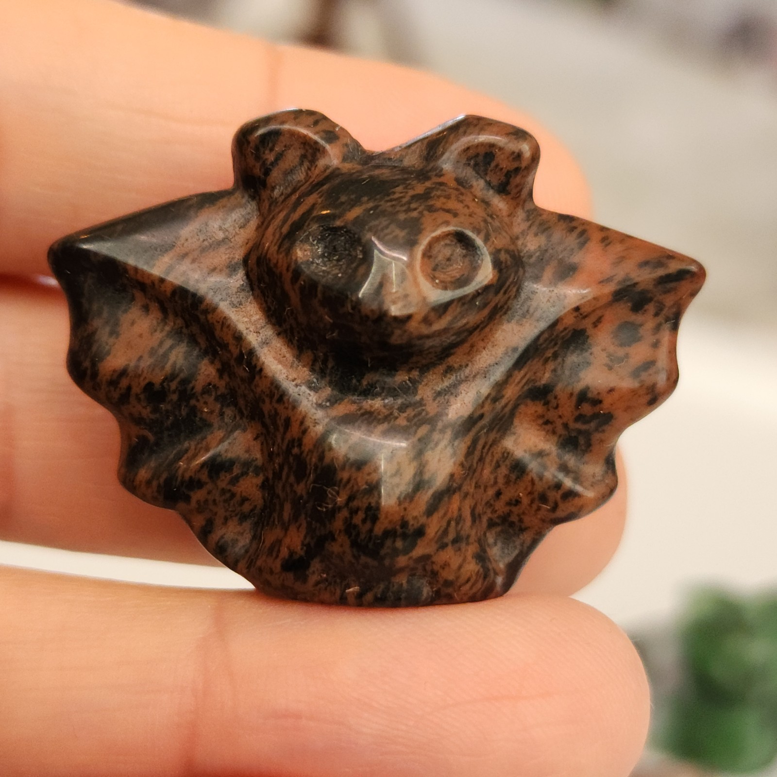 Lot Of 5 Various Mixed Materials Polished Bat Carvings – USA