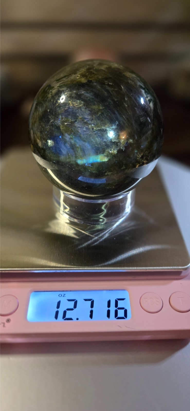 Labradorite 2.5″ sphere with flash 12.7oz