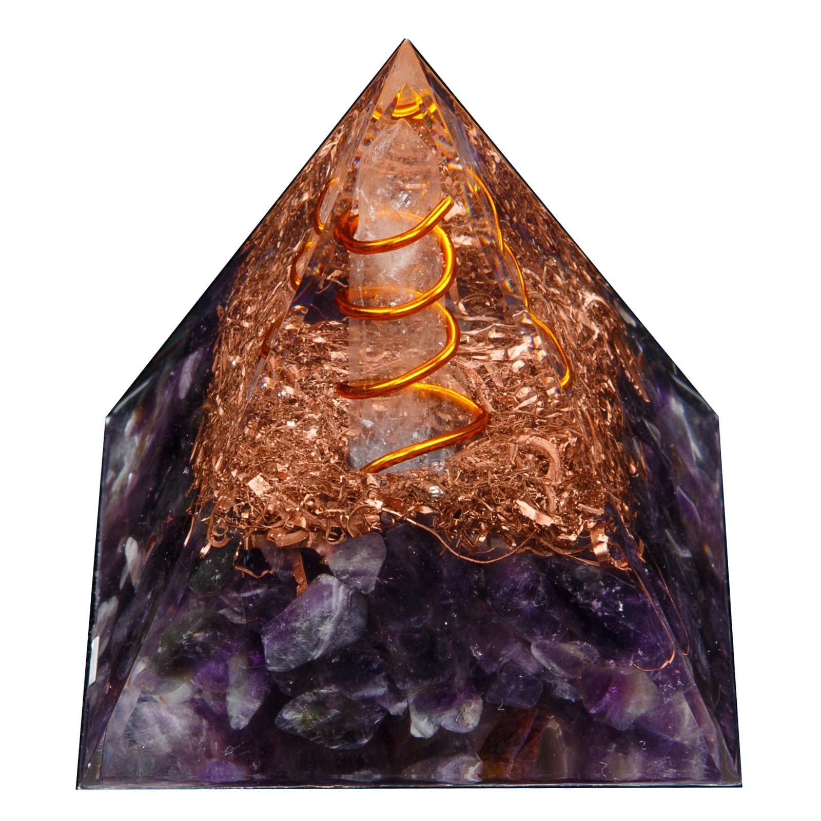 TESTRYE Orgone Pyramid,Amethyst Orgonite Pyramid for Protection,Healing Cryst…