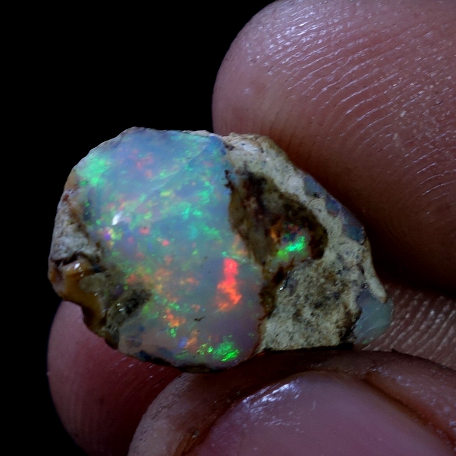AA+ Ethiopian Dry Opal Rough Entreated Welo Opal Multi Fire Color Flash 07.40Cts