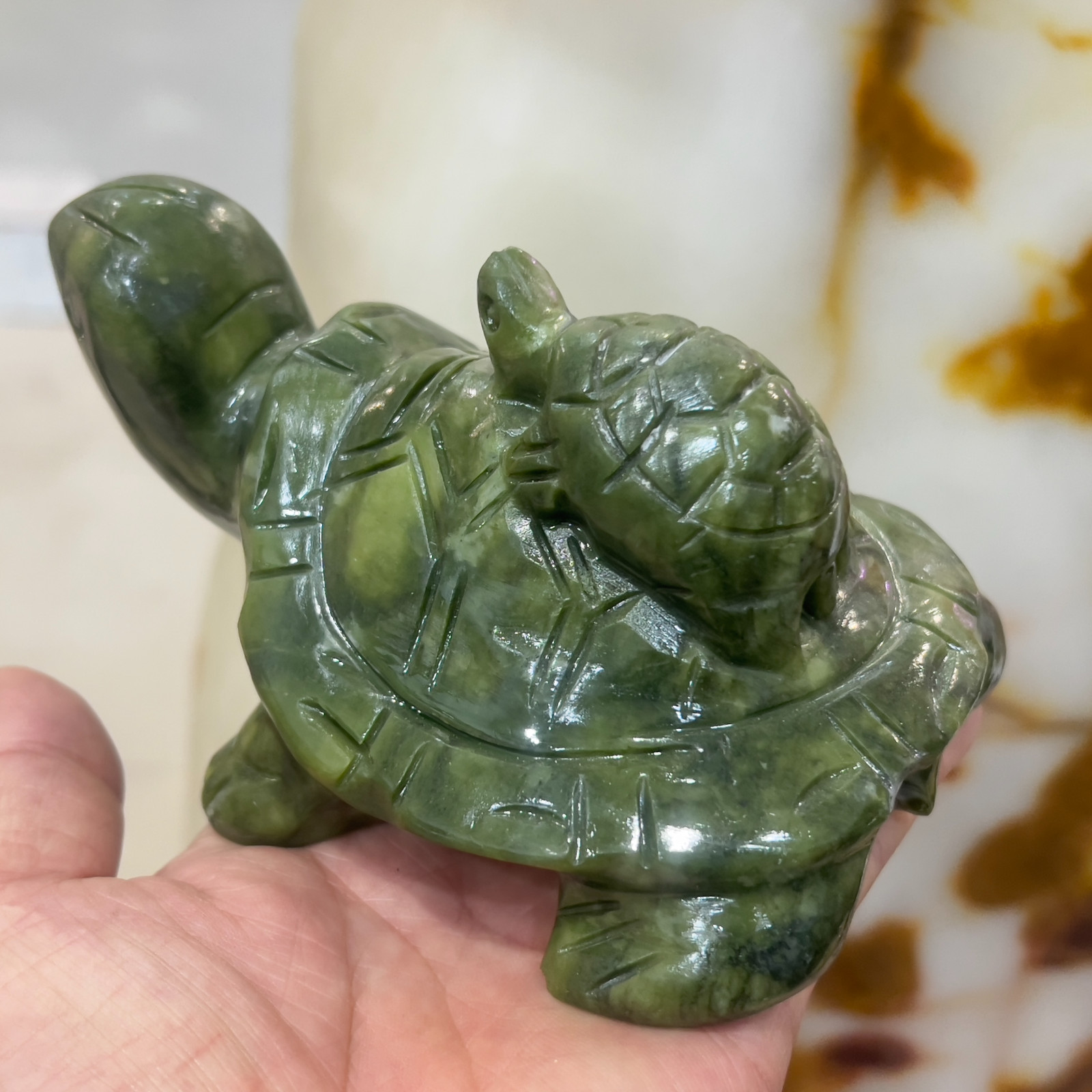 1.5Lb Natural hsiuyen jade Quartz Hand Carved tortoise skull Crystal Healing 1pc