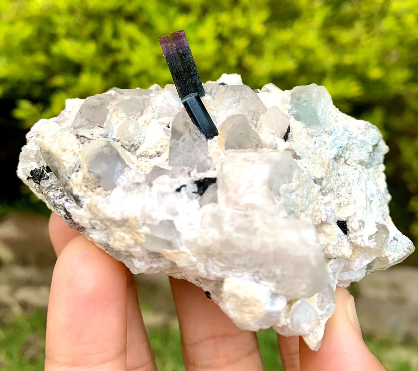 192 GM Multi Color Tourmaline With Quartz & Topaz From Chamachu Mine Shengus Rhu