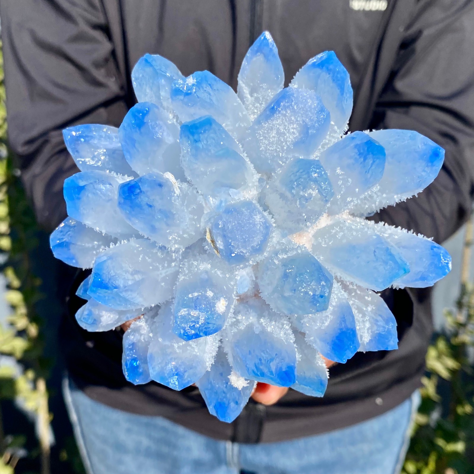 2.04LB New find blue phantom crystal quartz cluster mineral specimen healing