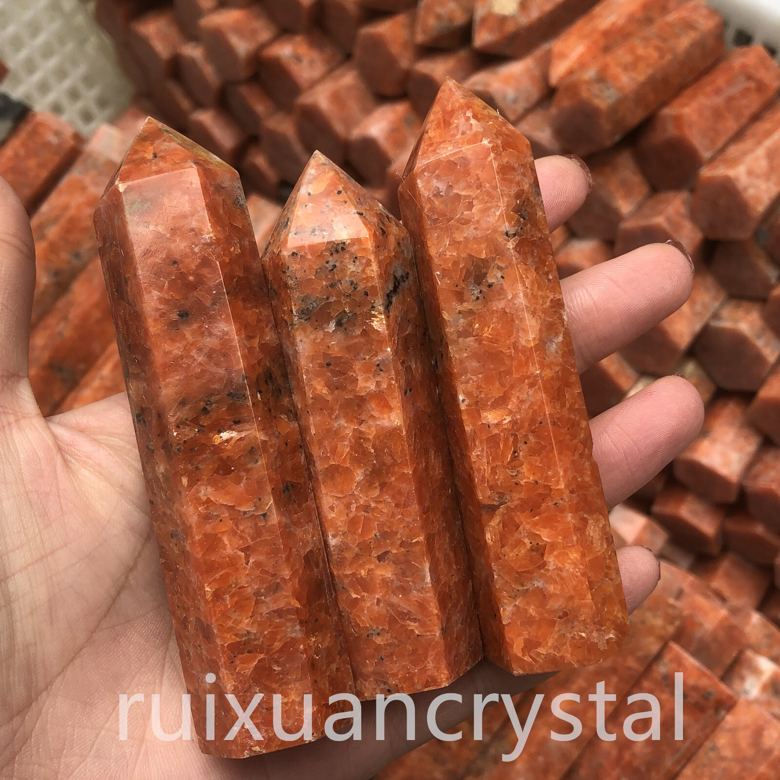 1pc Natural SunStone quartz crystal obelisk wand point healing Wholesale