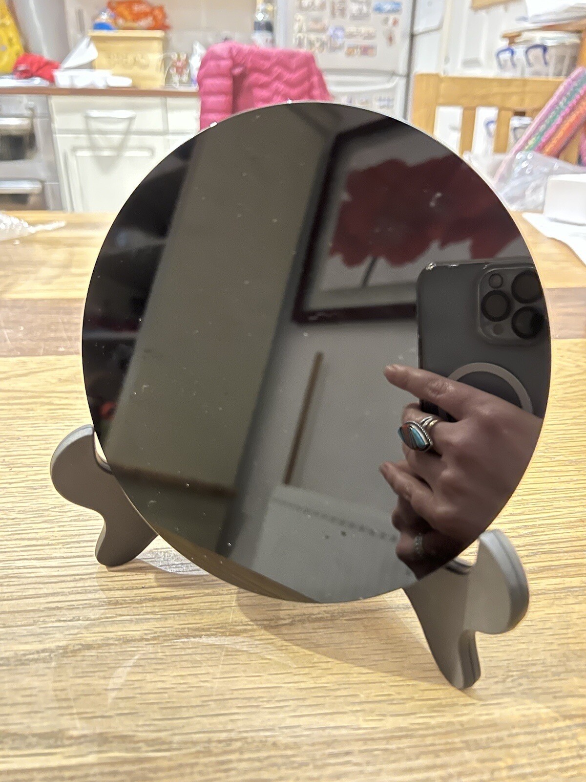 Black Obsidian Scrying Mirror AAA+ Powerful /Protective 15cm With Stand