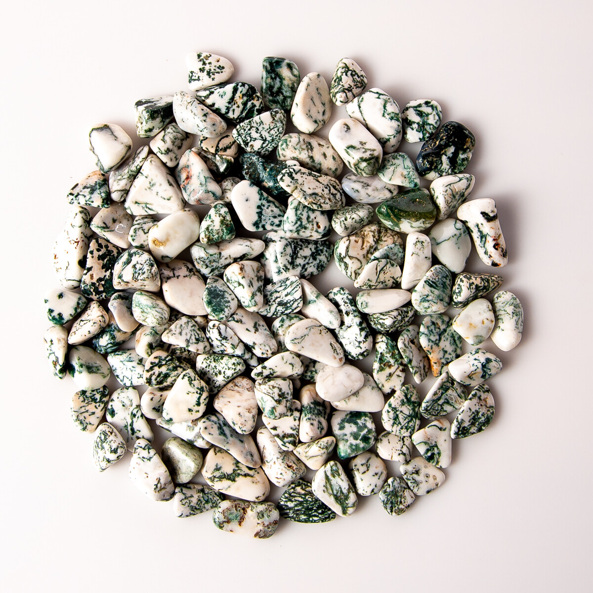 1/2 lb Tumbled Small Tree Agate Gemstone Crystals 100-130 Stones Dendritic Gems