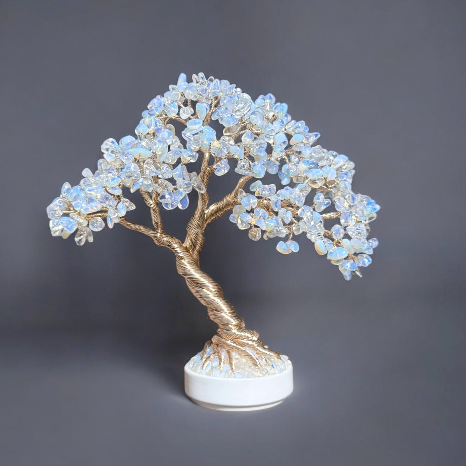Opal Crystal Bonsai Tree, Gemstone tree of Life