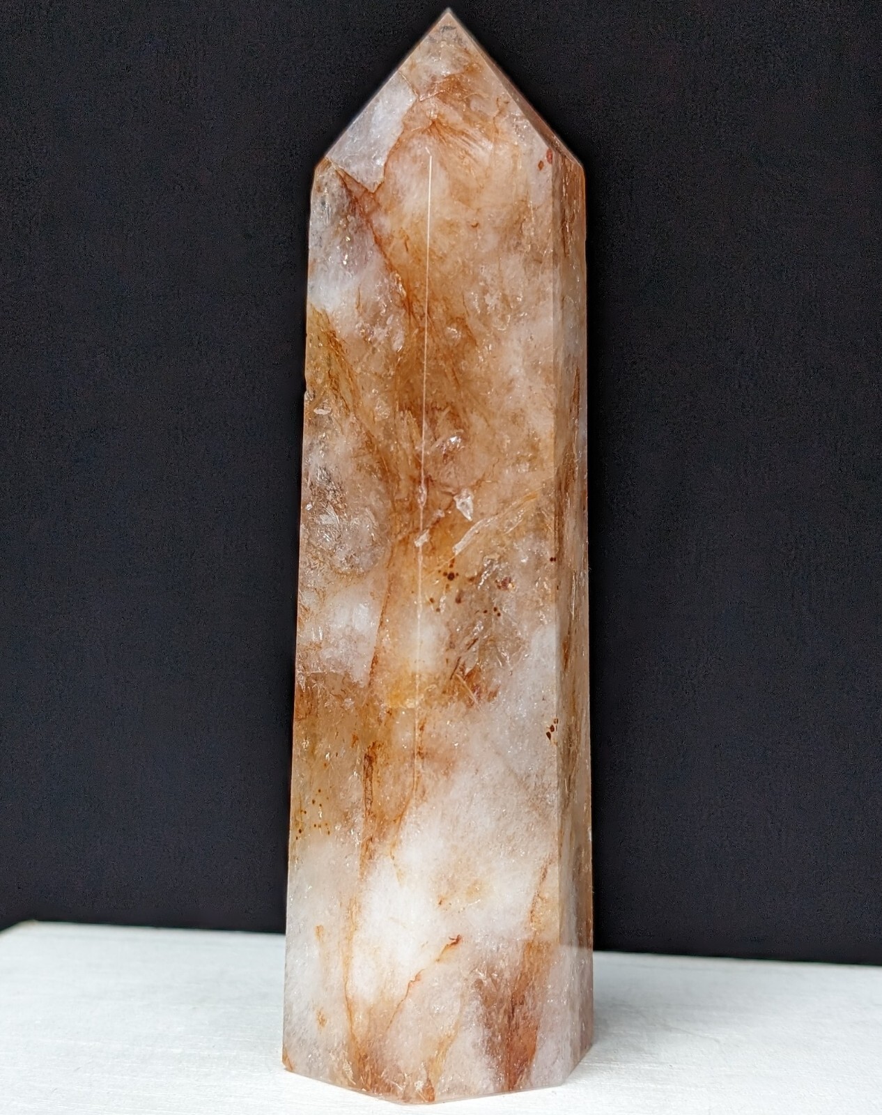 Red Fire Quartz Tower Point Crystal Large Big Tall Gemstone Wand Reiki Chakra