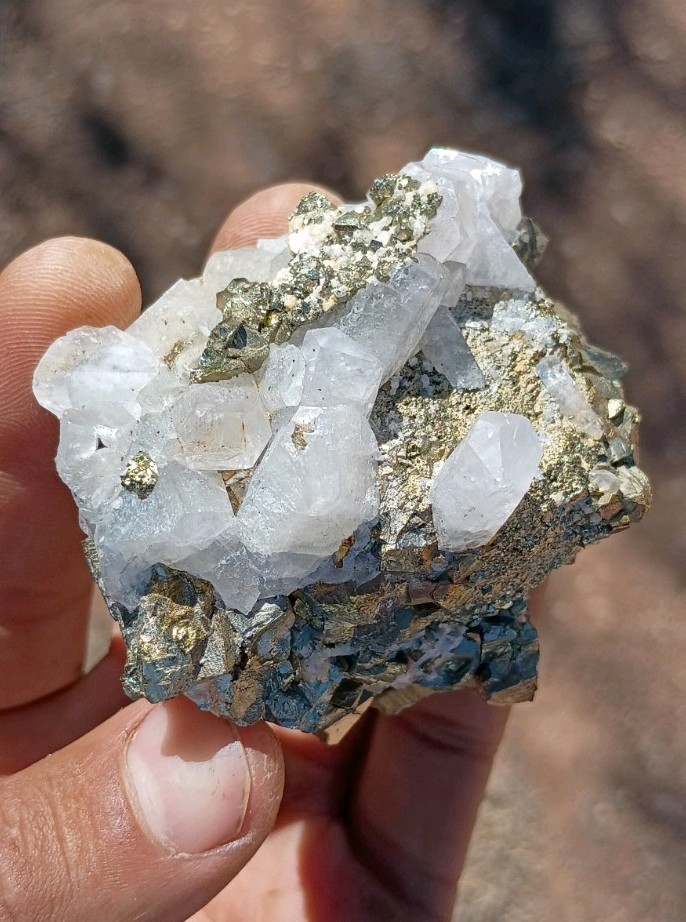 334 Gram Mangano Calcite On Pyrite From Milpos Mine Peru